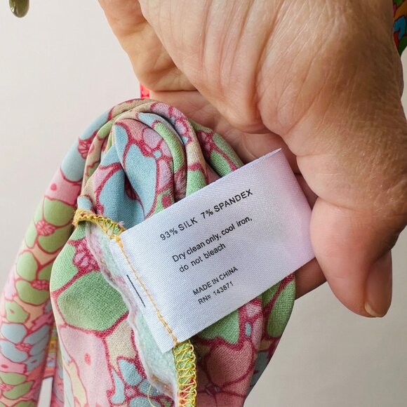 Frankies Bikinis Doll Face Silk Dress, multi color floral print, Size S O38 - Picture 10 of 10